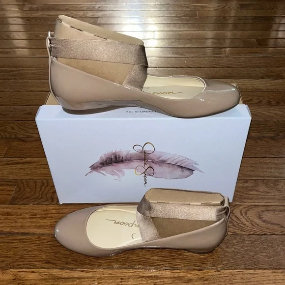 NEW Jessica Simpson Mandayss Ankle Strap Ballet Flats Chai Latte Women’s Size 8 - Picture 3 of 13